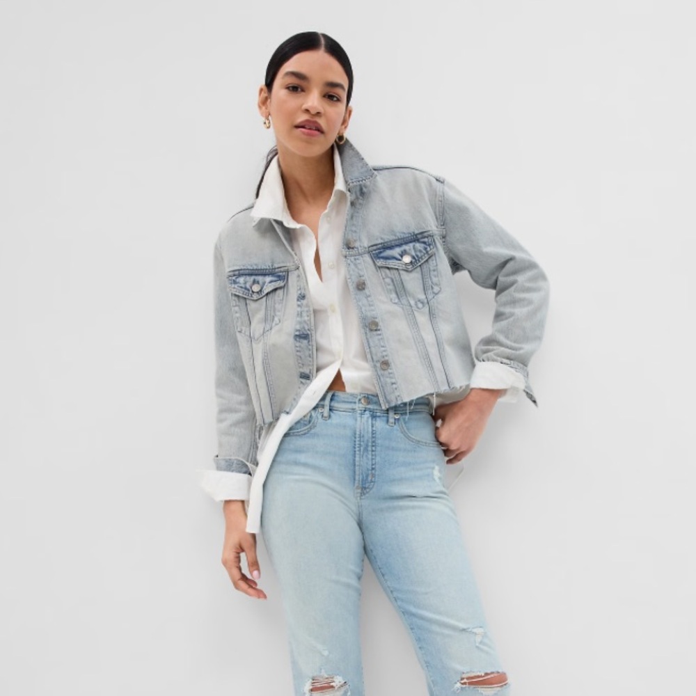 GAP Oversized Crop Denim Jacket | Size S